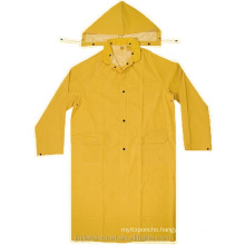 customized logo popular men long rain poncho plus size pvc polyester yellow waterproof raincoats